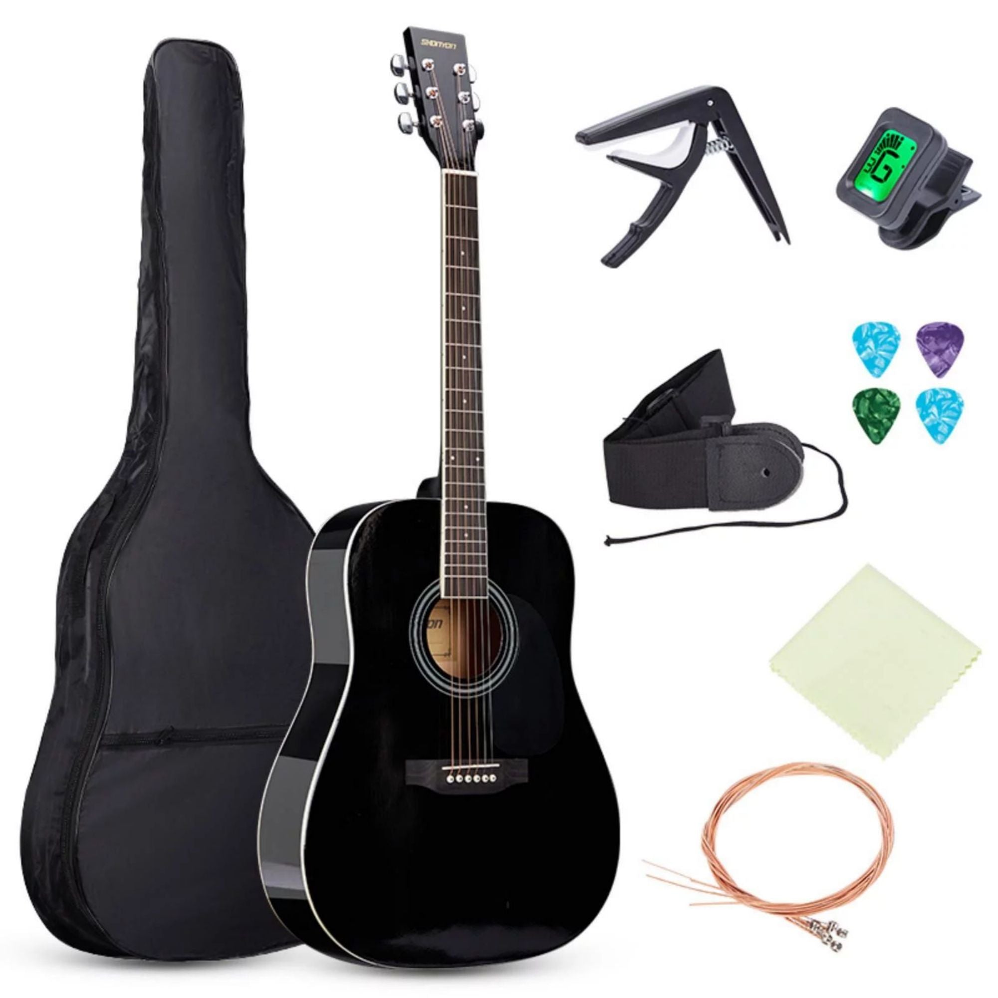 SUGIFT Black 41 Inch Full Size Acoustic Guitar Kit, Beginner Guitar