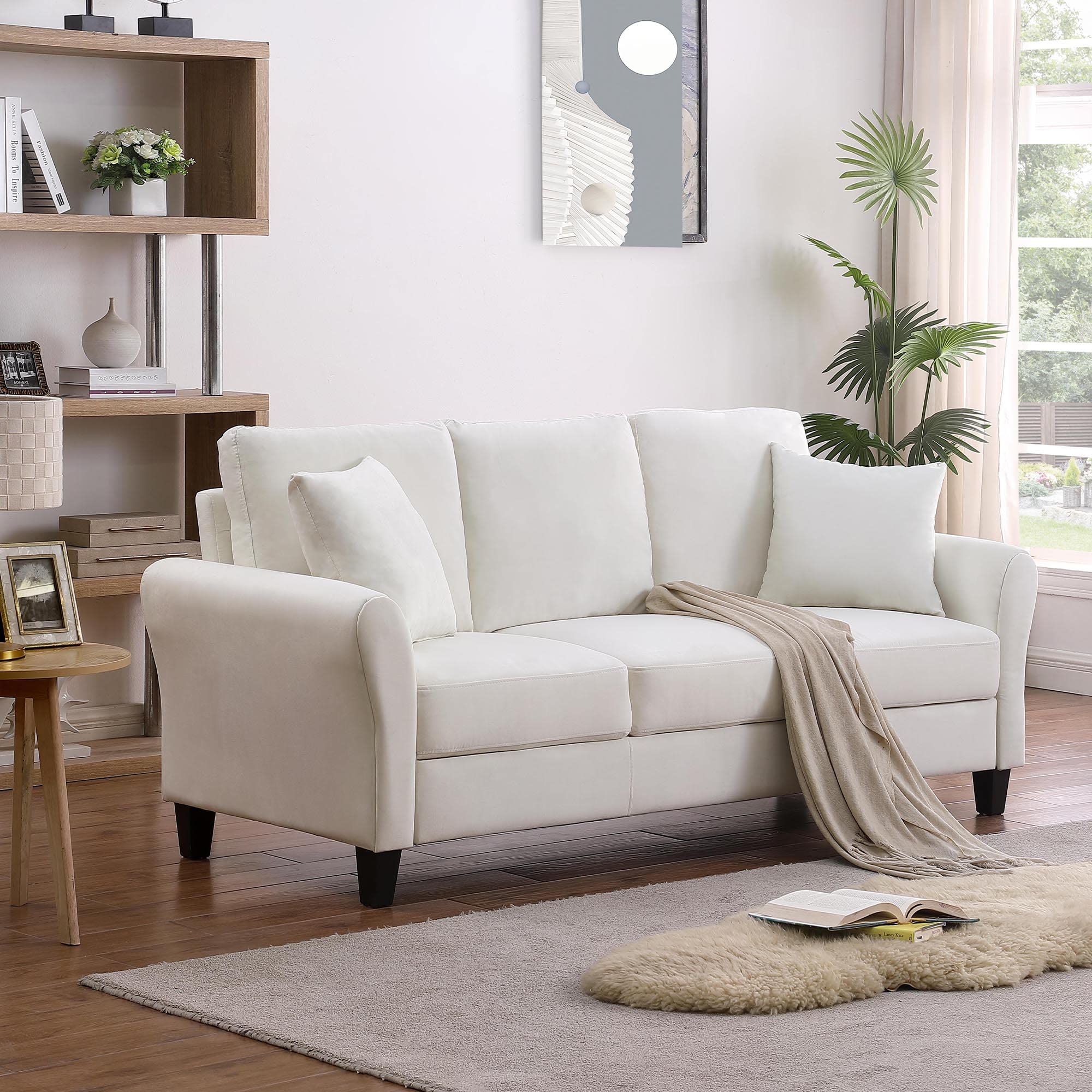 3-Seat Modern Linen Sofa Couch with Extra Deep Seats for Living Room