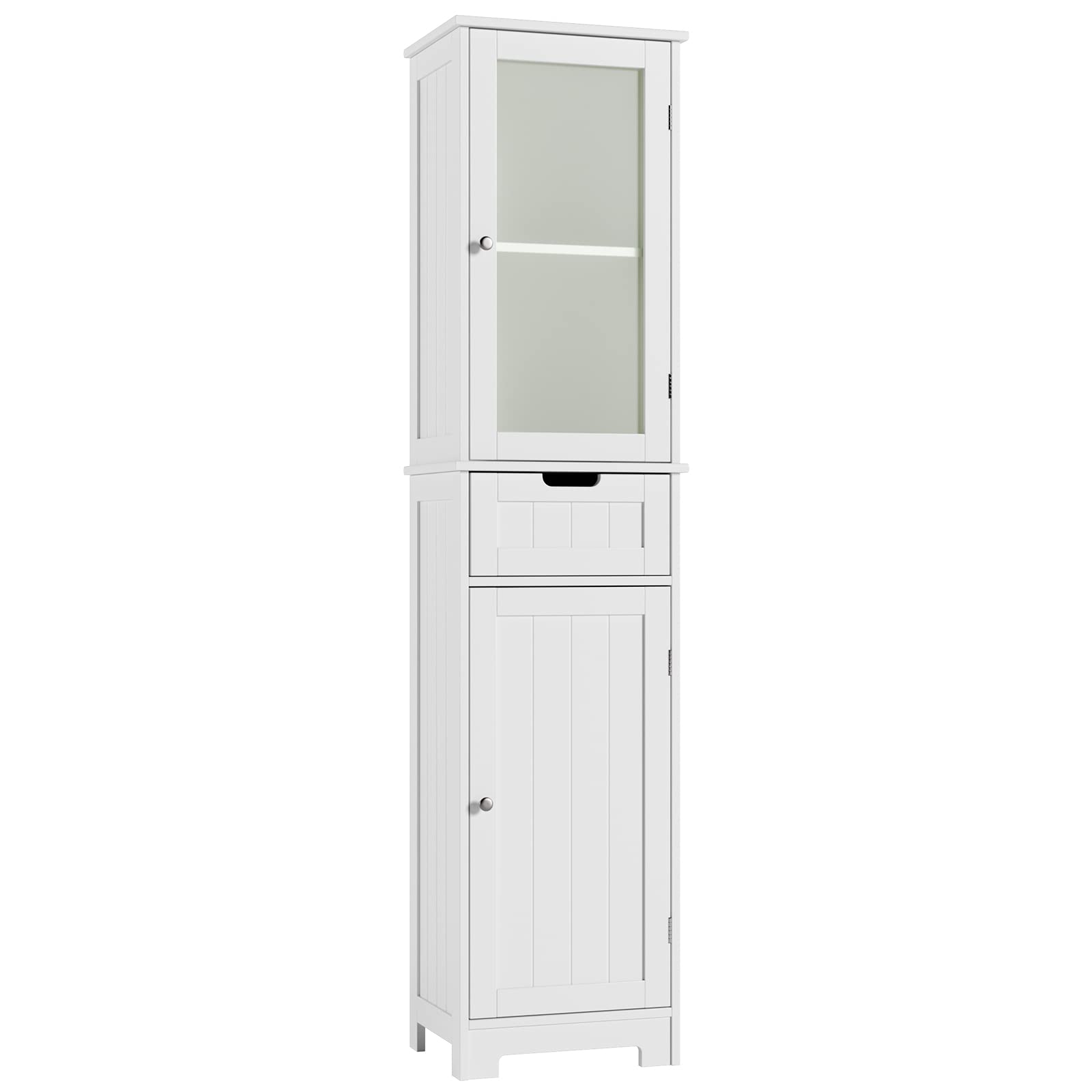 11.8 in. W x 15.7 in. D x 67 in. H White Freestanding Bathroom Storage Linen Cabinet with Adjustable Shelves