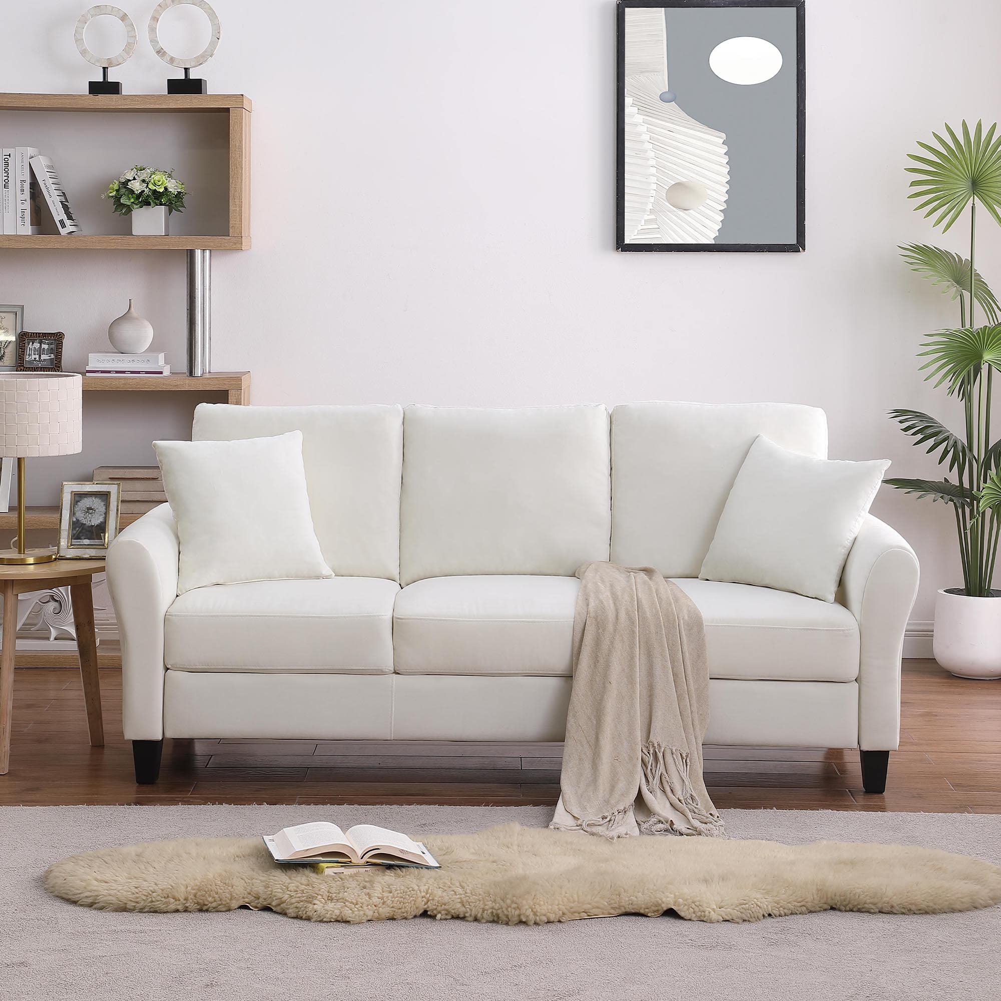 3-Seat Modern Linen Sofa Couch with Extra Deep Seats for Living Room
