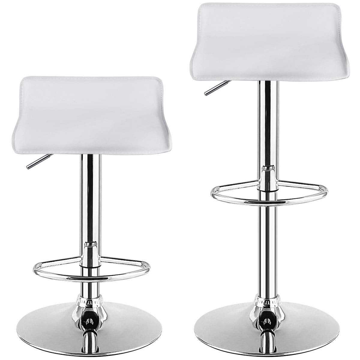 SUGIFT Set of 2 Modern Design Adjustable PU Leather Backless Bar Stools