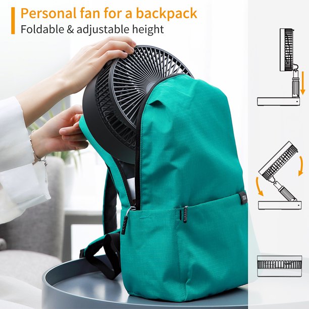 Oscillating Fan, 8 Inch Portable Foldaway Fan, Rechargeable Desk Fan with 3 Speeds, Height Adjustment for Home, Camping, Tent, Travel