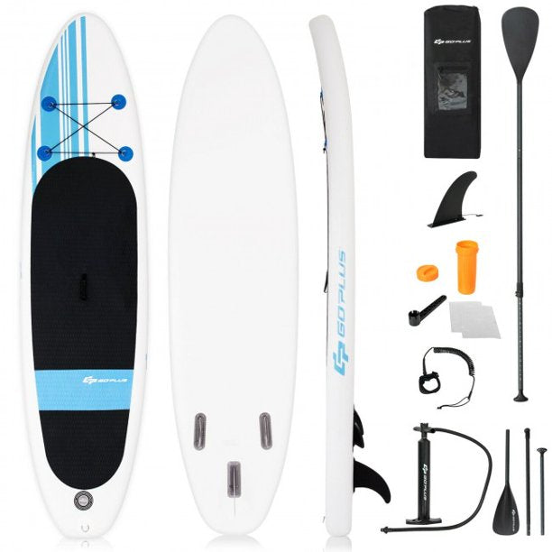 SUGIFT  Inflatable Stand Up Paddle Board with Carry Bag (10 Feet,Blue And White)