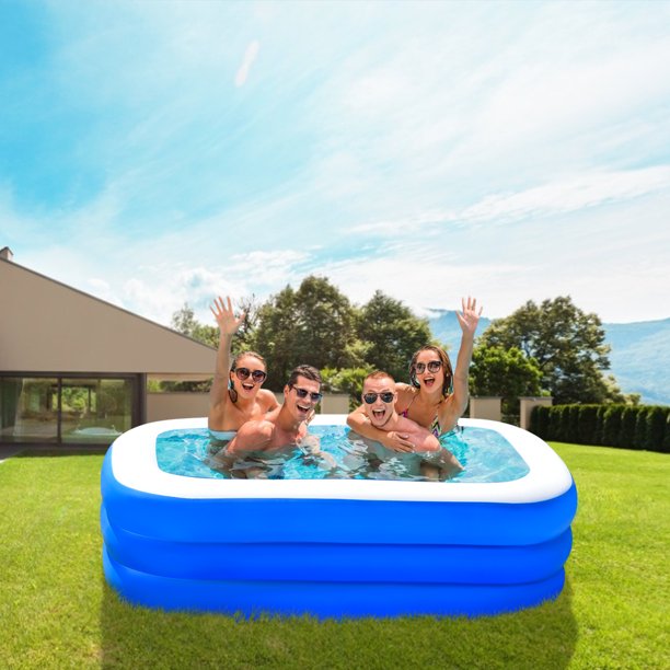 SUGIFT  Inflatable Swimming Pool Three-layer Printing, Family Above Ground PVC Outdoor Toy Pool for Kids, Babies, Adults, 82.6inW*55inD*25.5inH