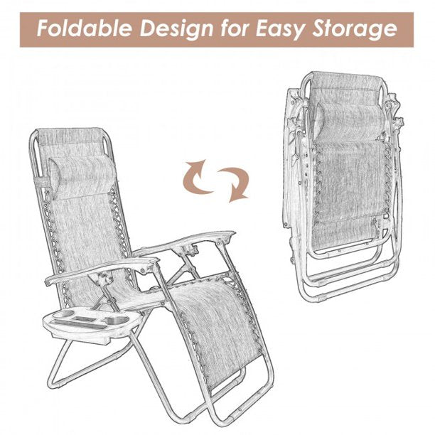 SUGIFT  Folding Lounge Chair Outdoor Folding Zero Gravity Reclining Lounge Chair