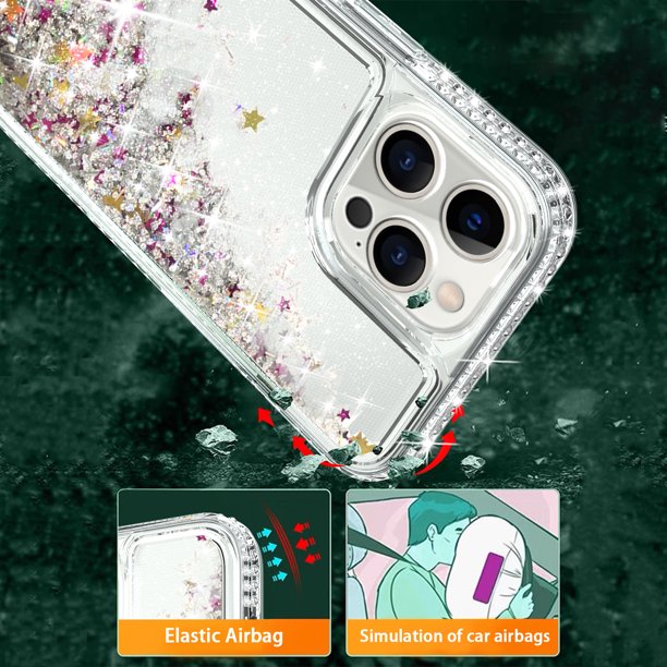 SUGIFT  Case for iPhone 13 Pro Max Case for Women Girls Full Body Bling Liquid Sparkle Fashion Flowing Quicksand Case (6.7in)