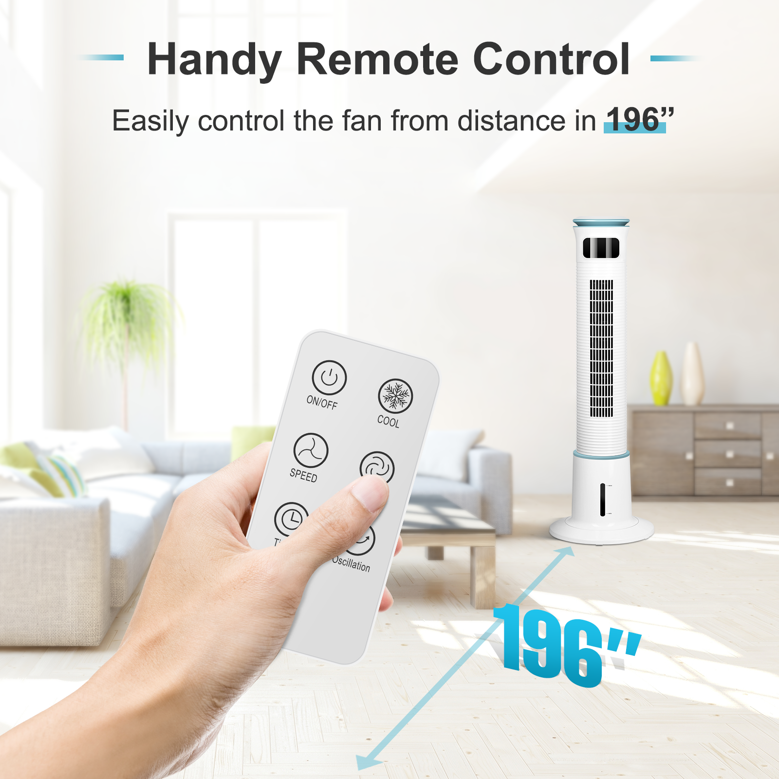 SUGIFT  Tower Fan, Cooling Fan, 12 Speeds & 3 Modes Settings Standing Fan , 15 Hour Timing Closure, 43 Inches, 60¡ã Oscillating White