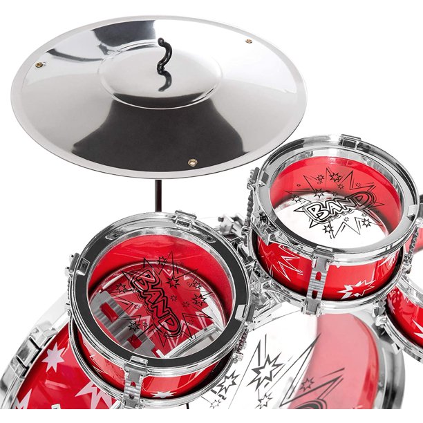 SUGIFT  11-Piece Kids Starter Drum Set ,Red