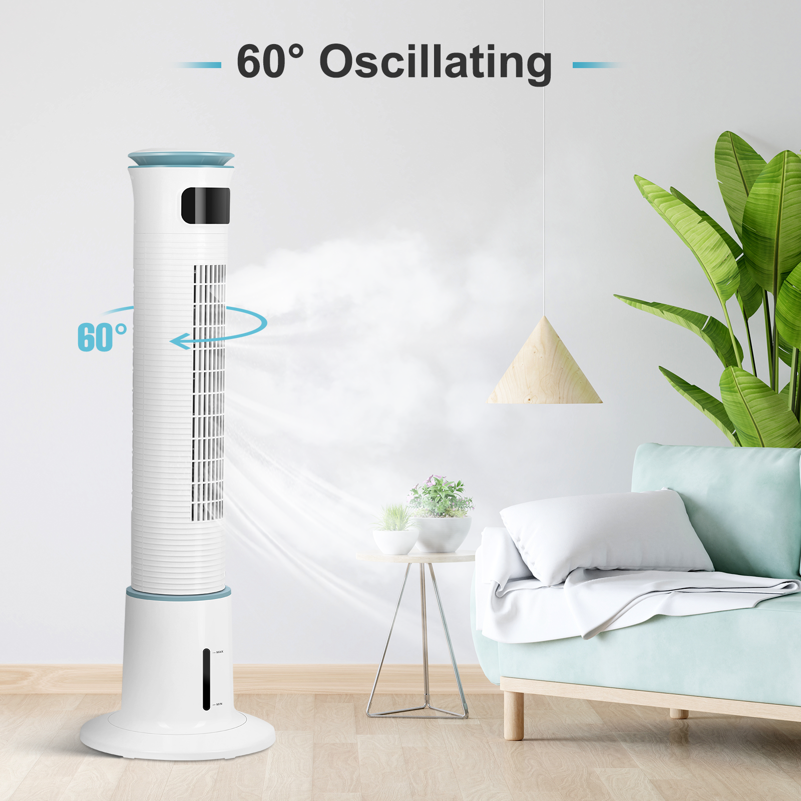 SUGIFT  Tower Fan, Cooling Fan, 12 Speeds & 3 Modes Settings Standing Fan , 15 Hour Timing Closure, 43 Inches, 60¡ã Oscillating White