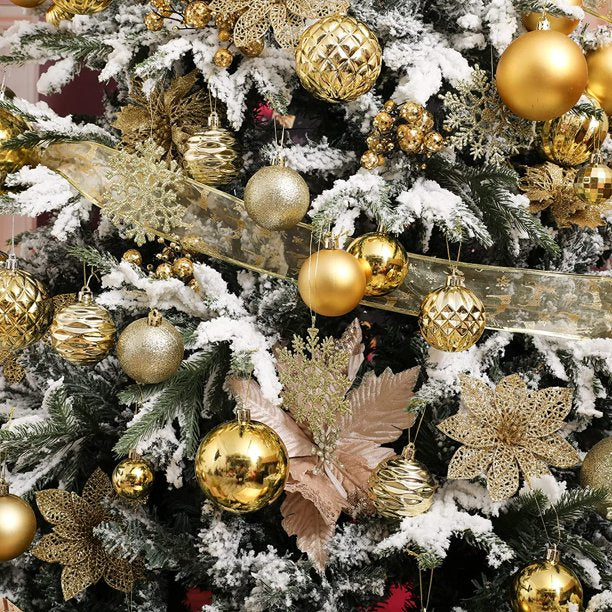 SUGIFT 60mm/2.36" Christmas Ball Ornaments - 34-Pack Shatterproof Plastic Christmas Ornaments Hanging Ball Decorations for Xmas Tree, Holiday, Wedding, Party (2.36'', Gold)