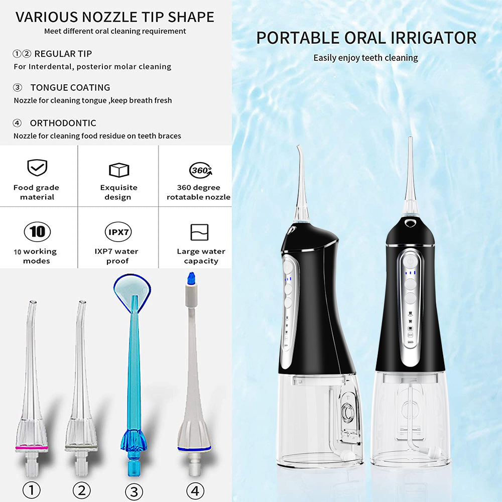 SUGIFT Cordless Express Portable Water Flosser Oral Irrigator with 4 Flossing Tips