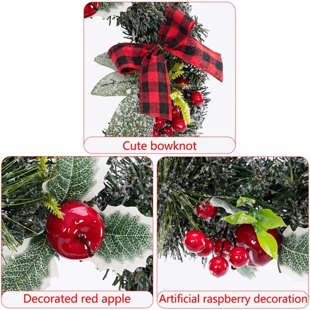 SUGIFT  A Christmas Wreath Decorated With Apples And Raspberries With Red Bows