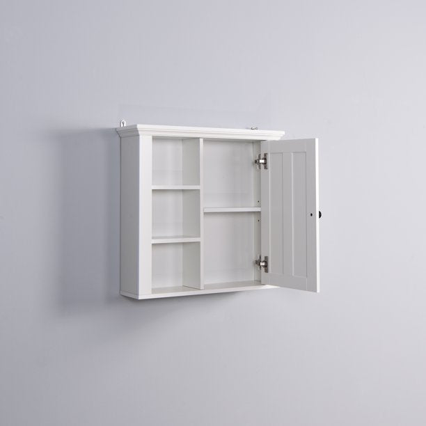 SUGIFT  Wooden Wall Cabinet with a Door For Living Room Bedroom Kitchen White 20.86x5.71x20 inch