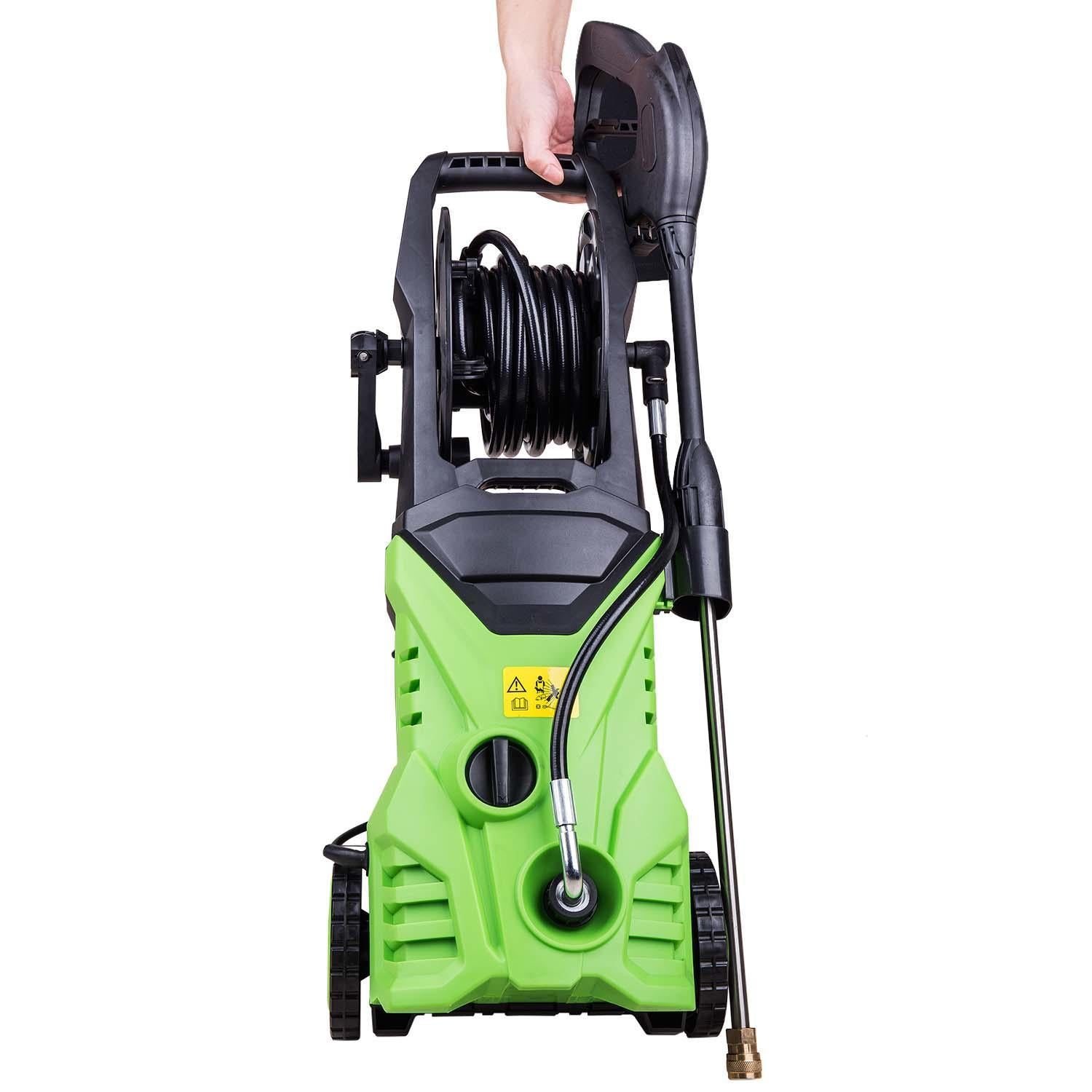 SUGIFT  3000 PSI Professional Electric Pressure Washer 1.76GPM, 1800W Rolling Wheels High Pressure Washer Cleaner Machine with Power Hose Nozzle Gun and 5 Quick-Connect spray tips HITC