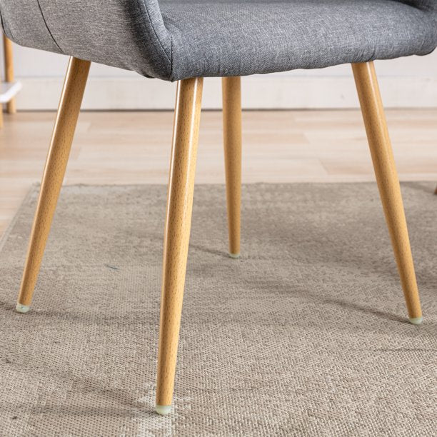 SUGIFT  Small Modern Living Dining Room Accent Chairs Fabric Mid-Century Upholstered Side Seat Club Guest with Metal Legs Legs (Gray)