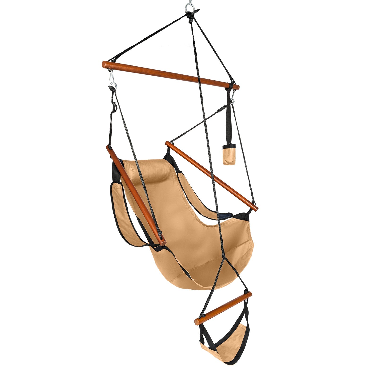 Cloth Hardwood With Cup Holder Wooden Stick Perforated 100kg Seaside Courtyard Oxford Cloth Hanging Chair?? Brown