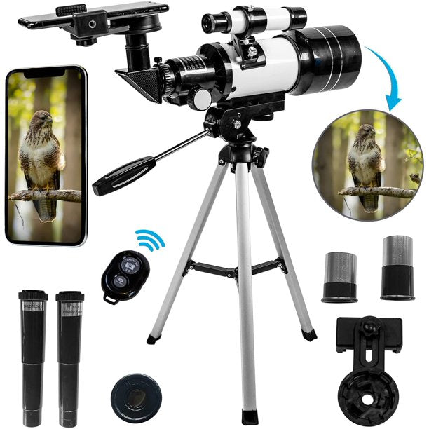 SUGIFT  Beginner Telescope for Kids Astronomy & Stargazing : Portable Telescope Professional Refractor Telescope : 70mm Aperture Includes Remote