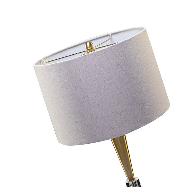 SUGIFT  27inch Modern LED Table Lamp with Linen Blend Shade and Crystal Decorations Bedroom