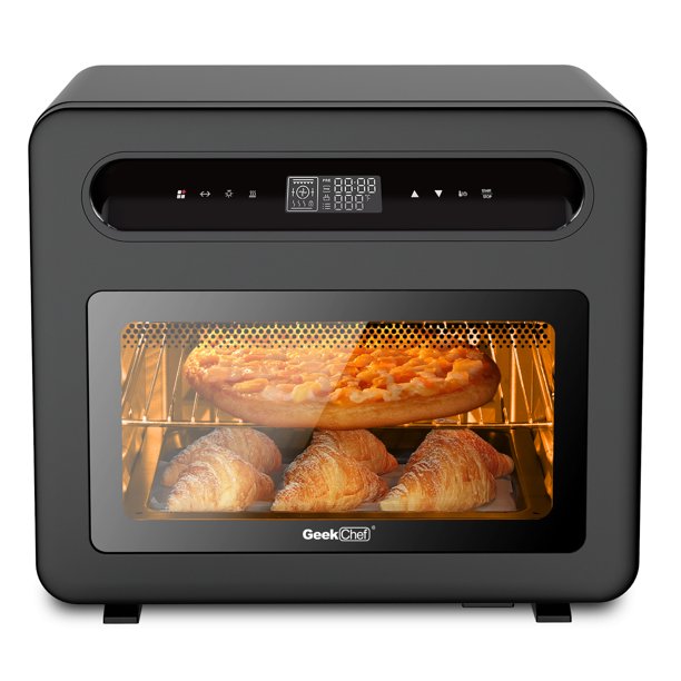 SUGIFT  Steam Air Fryer Toast Oven Combo , 26 QT Steam Convection Oven Countertop , 50 Cooking Presets, Black Stainless Steel