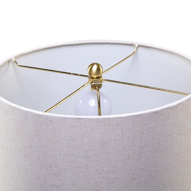 SUGIFT  27inch Modern LED Table Lamp with Linen Blend Shade and Crystal Decorations Bedroom