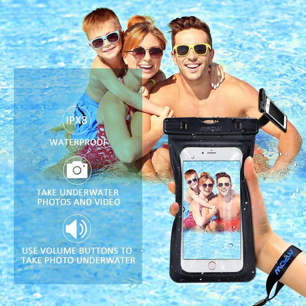 SUGIFT  2PC Waterproof Case with Armband, IPX8 Universal Cell Phone Dry Bag Waterproof, Dustproof, Snowproof Pouch Bag for iPhone X/8/8 Plus/7/7 Plus/6S/6 Plus, Samsung, and other Phones