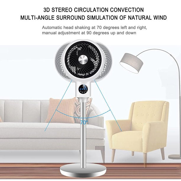 Electric Fan Upright Swing Head Floor Standing Air Circulation Fan Remote Control