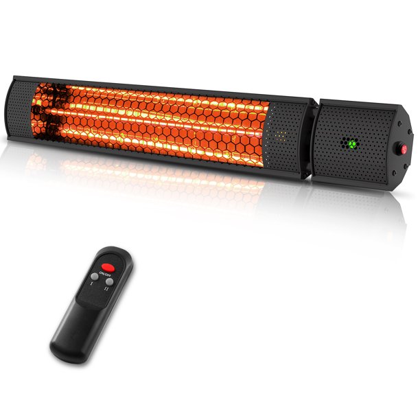SUGIFT  Outdoor Electric Heaters for Patio, Wall Mounted Outside Infrared Heater with Remote Control (Black)