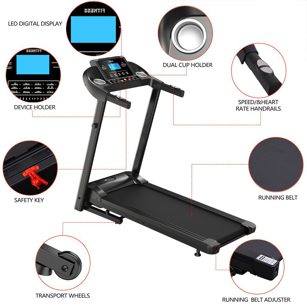 SUGIFT 5 inch LCD Screen Electric Treadmill with MP3, Foldable Treadmill Suitable for Home Gym