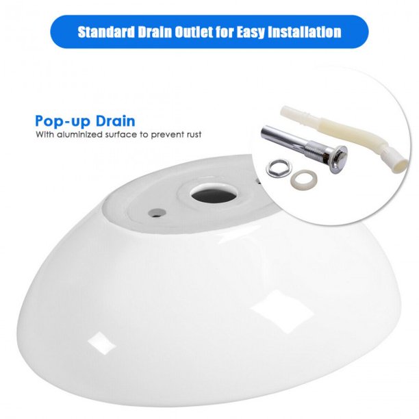 SUGIFT Sink Oval Bathroom Basin Ceramic Vessel