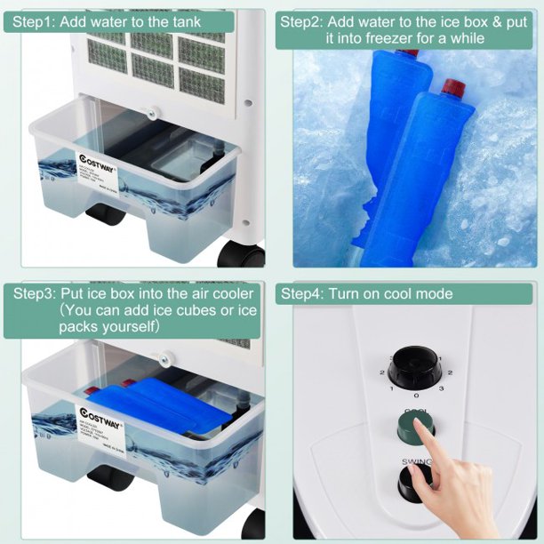 SUGIFT  3-in-1 Portable Evaporative Air Cooler with Filter Knob for Indoor