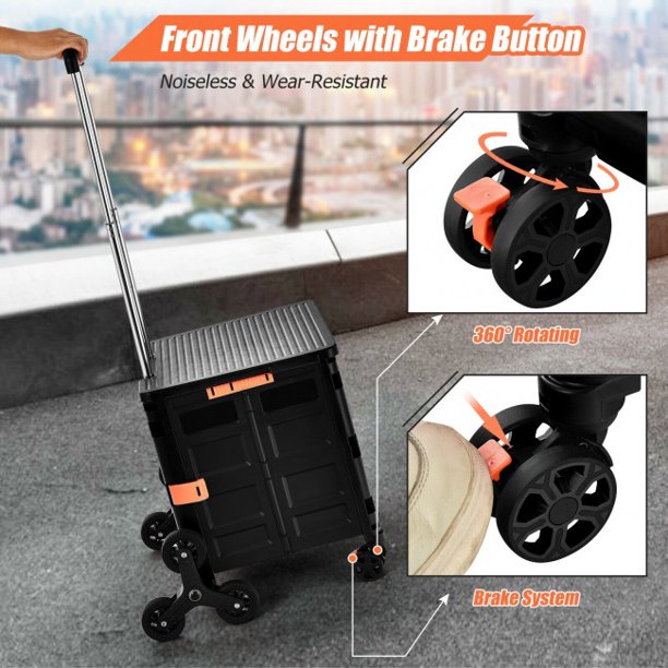 SUGIFT  Shopping Cart Foldable Utility Cart for Travel and Shopping