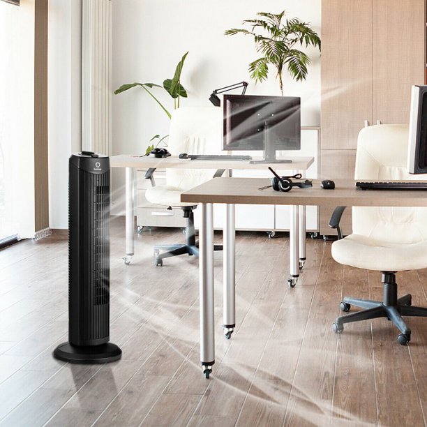 SUGIFT  Tower Fan Stand Fan Oscillating Fan Bladeless Air Cooler 35W 28 Inch Black