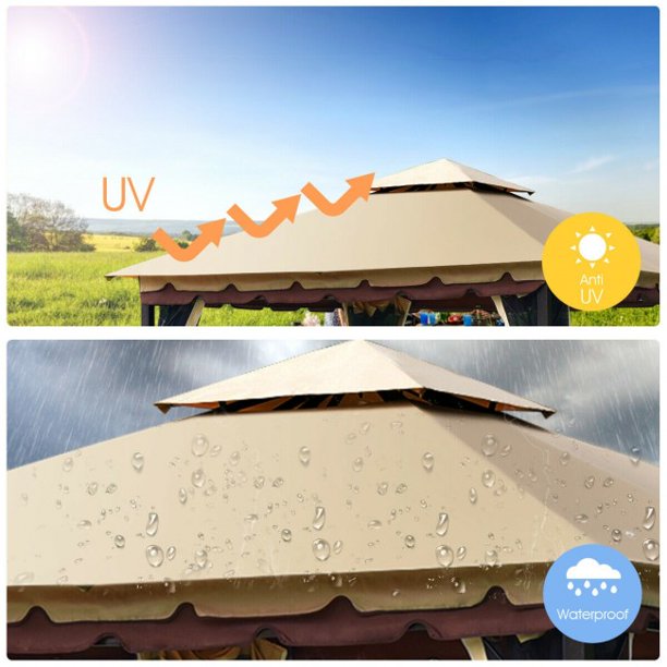 SUGIFT  2-Tier Patio Shelter 10 x 10 Feet Gazebo Canopy Awning
