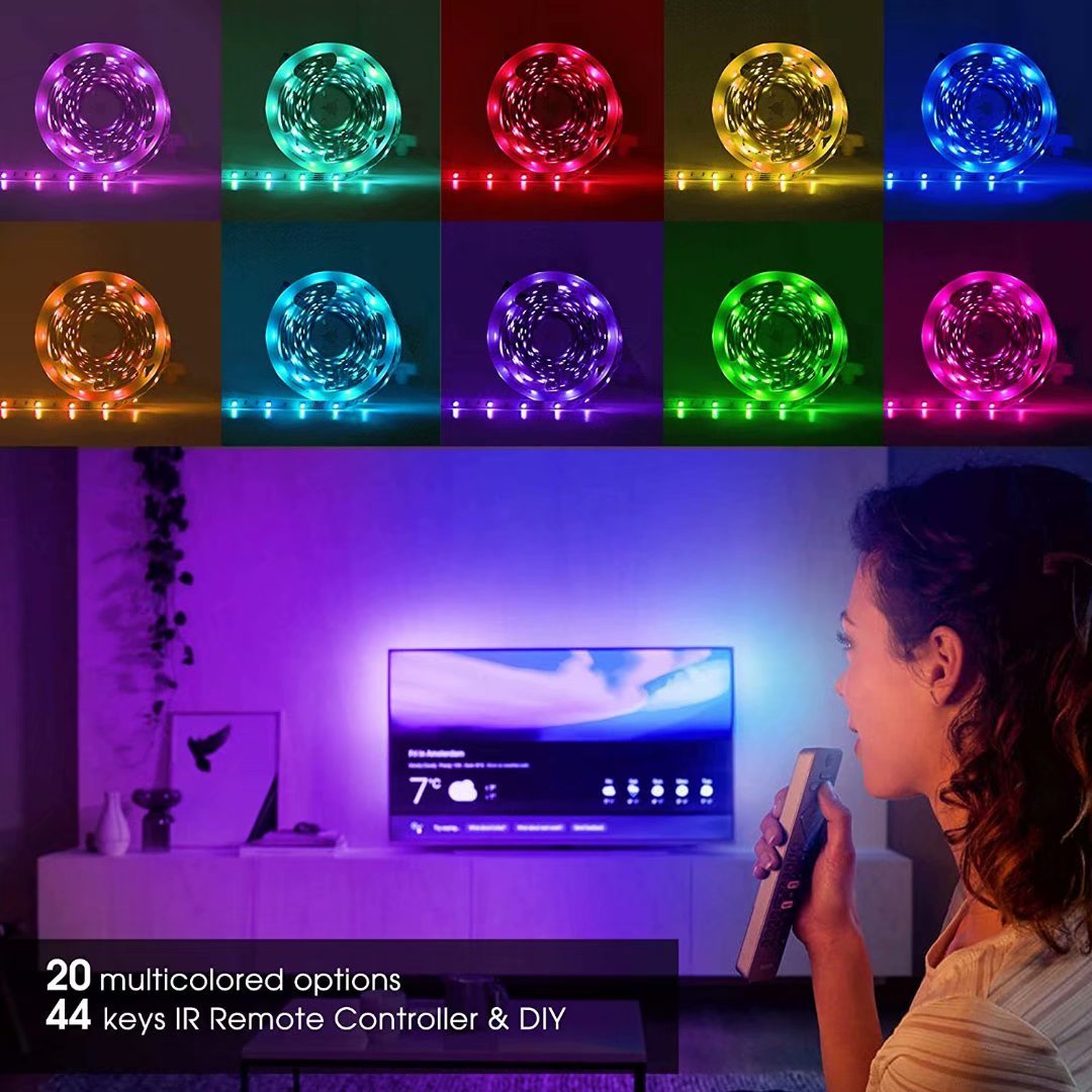 SUGIFT  LED  light strip 32.8 FT 5050 300 LED 44 Keys IR Remote Control Waterproof Color Changing LED Light Strips