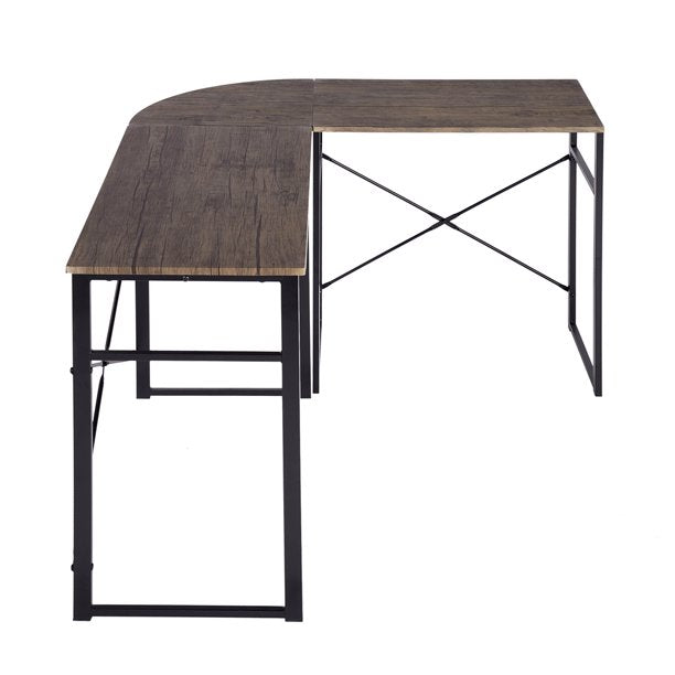 SUGIFT  IFT L-Shape Desk Computer Desk Office Table Laptop Writing Study Workstation Metal Frame,Brown