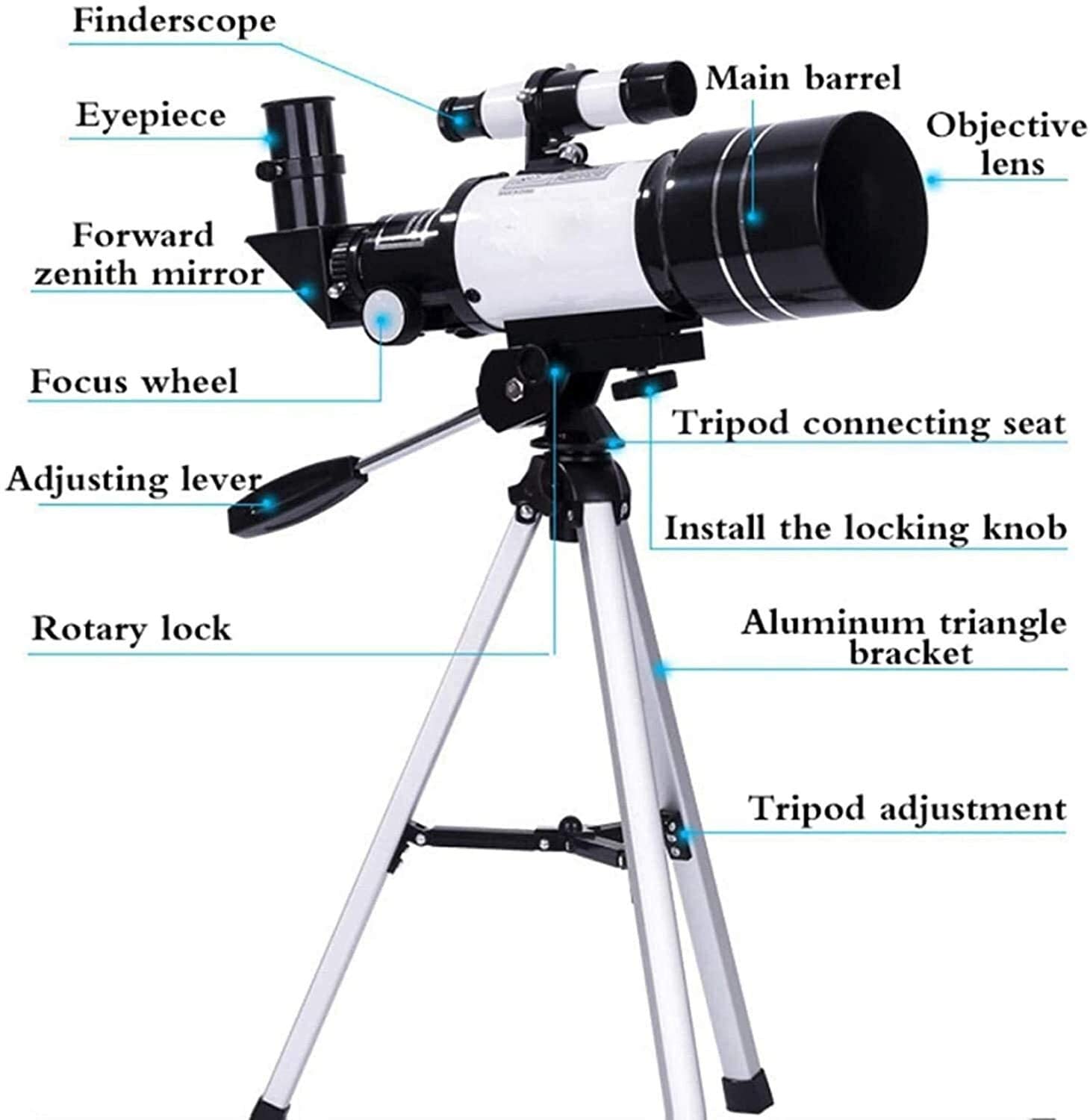 SUGIFT  Telescope for Kids& Beginners, 70mm Aperture 300mm Astronomical Refractor Telescope