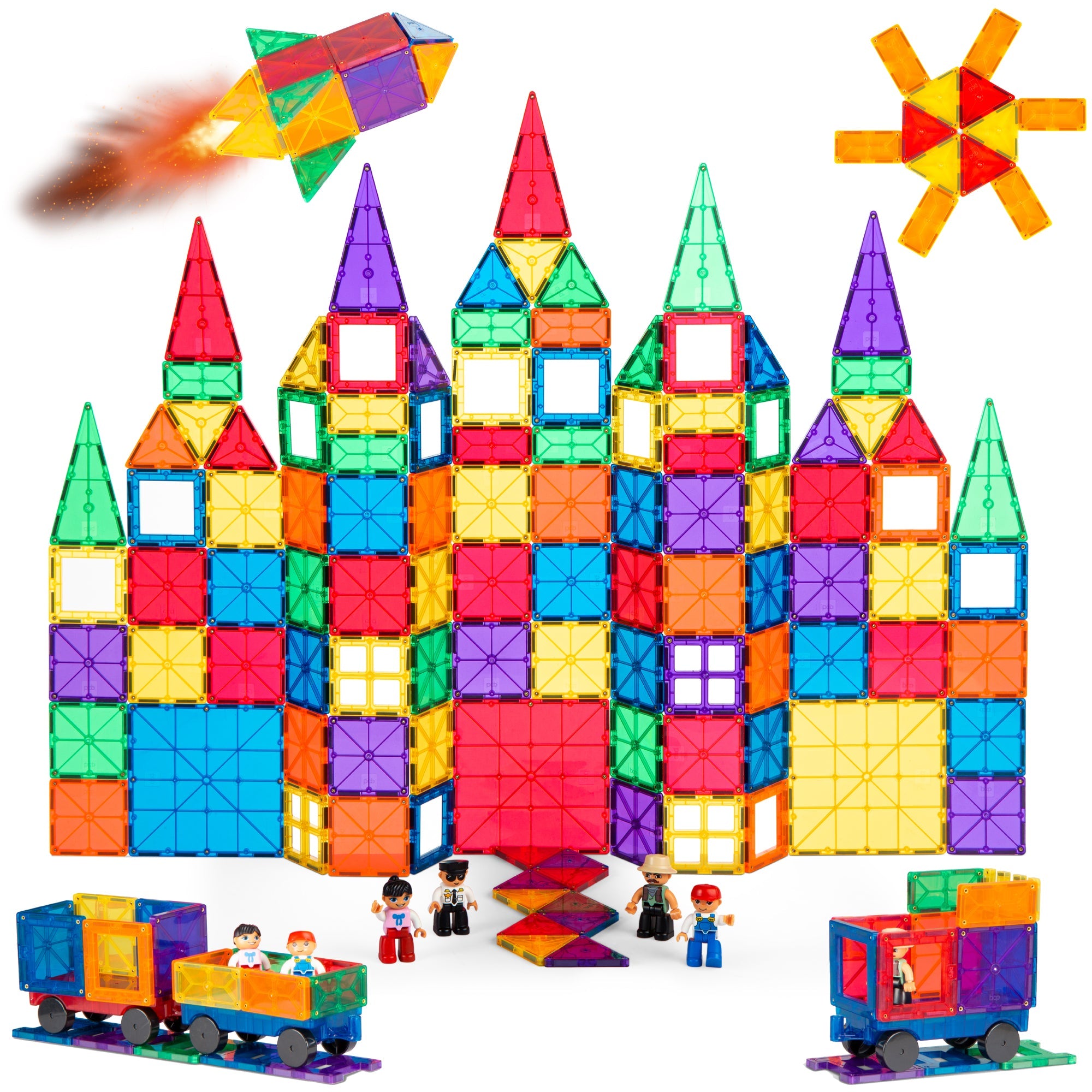 SUGIFT  250-Piece Kids Magnetic Tiles Set Construction Building Blocks Educational STEM Toy