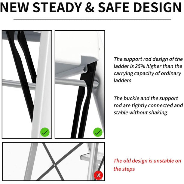 SUGIFT  Step Ladder 2 Step Stool Ergonomic Folding Step Stool with Wide Anti-Slip Pedal