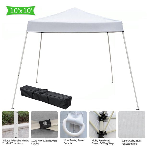 SUGIFT  10x10 Instant Canopy Pop up Wedding Party Tent Folding Gazebo Beach Canopy White with Carry Bag
