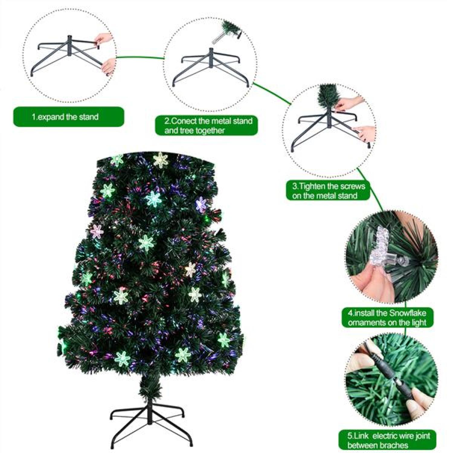 SUGIFT 6FT Pre-Lit Hinged Light Small Christmas Tree w/ 230 Branches