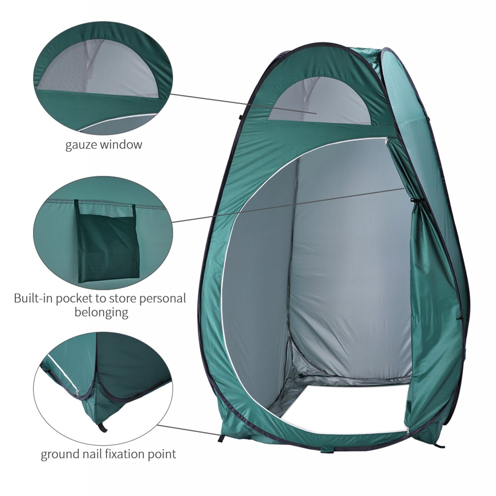 SUGIFT  Portable Pop Up Tent Outdoor Toilet Shower Locker Room Green