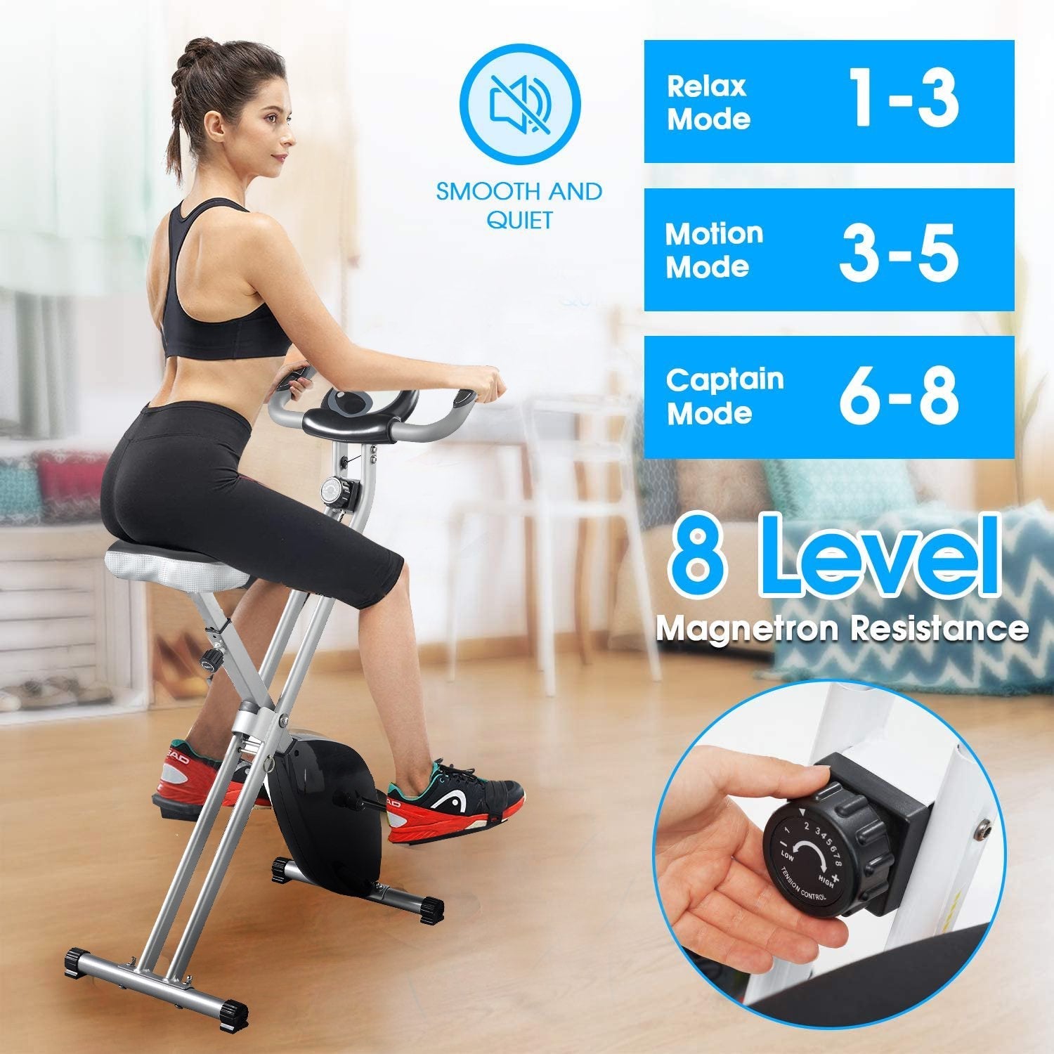 SUGIFT  Stamina Cardio Exercise Bike Folding Magnetic Upright Exercise Bike with Pulse