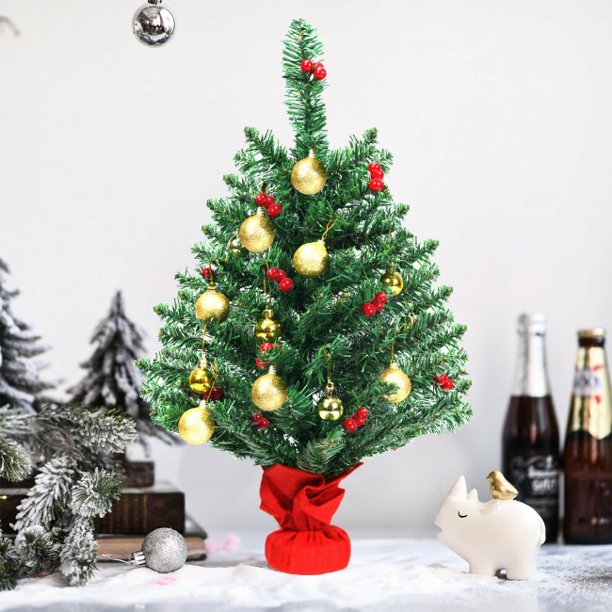 SUGIFT  Table Christmas Tree 2 Feet Tree with Battery Operated LED Lights