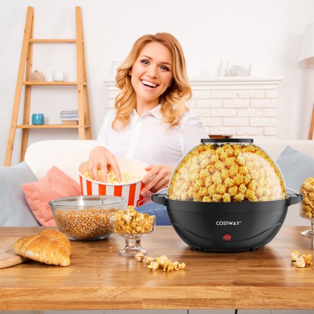 SUGIFT  Popper Maker 6QT Stirring Popcorn Popper Maker with Nonstick Plate