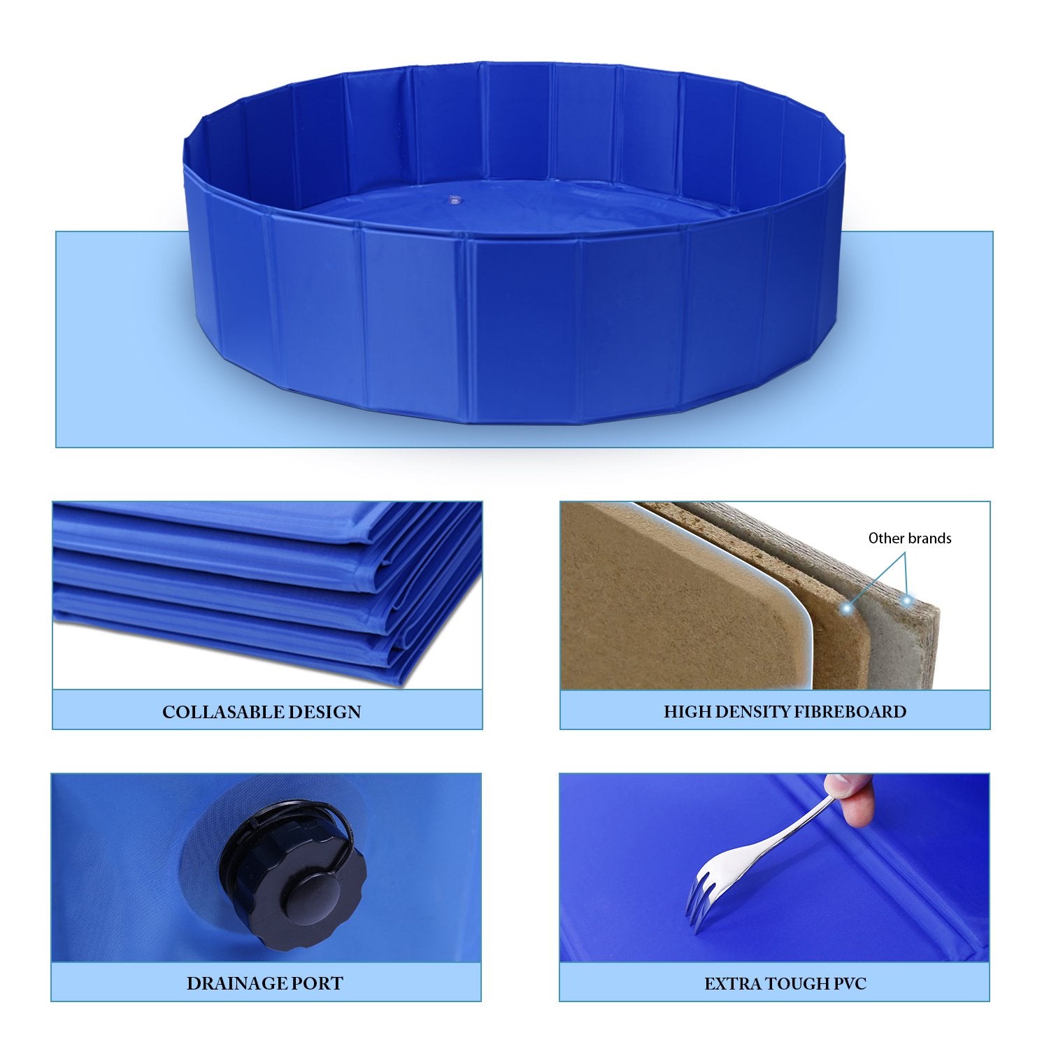 SUGIFT  Summer Pet Dog Swimming Pool Pet Bath Pool Portable PVC Outdoor Durable Tub Pool 120CM/47.2inch