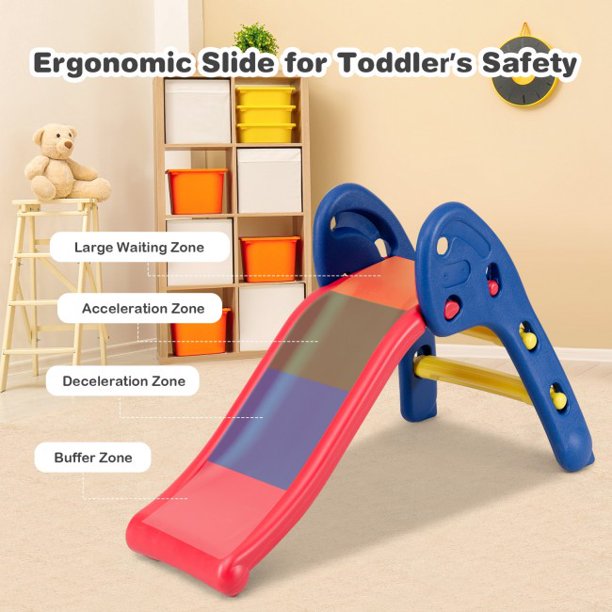 SUGIFT  Kids Slide 2 Step Children Folding Plastic Slide