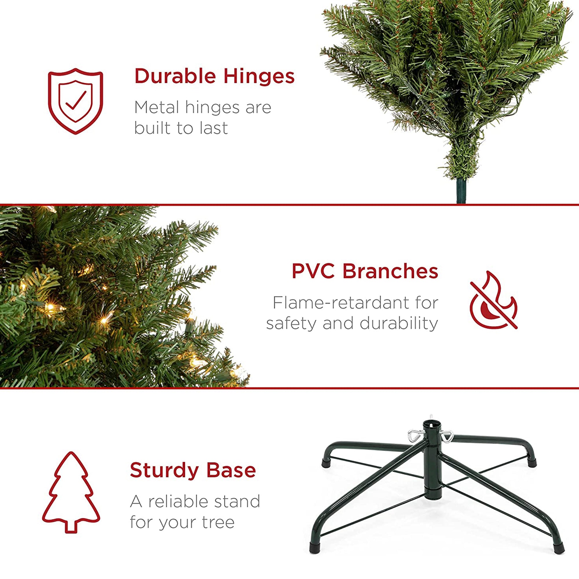 SUGIFT 6-foot Lighted Artificial Fir Christmas Tree