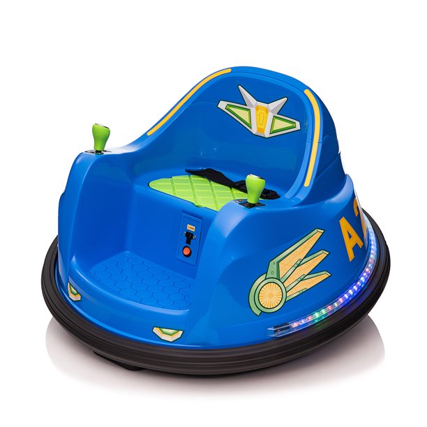 SUGIFT  6V Kids Bumper Car, Toddler Ride On Toy, Roller Caster Vehicle with Light Strip, ASTM-Certified for 3 to 8 Years Old - Light Blue + Green
