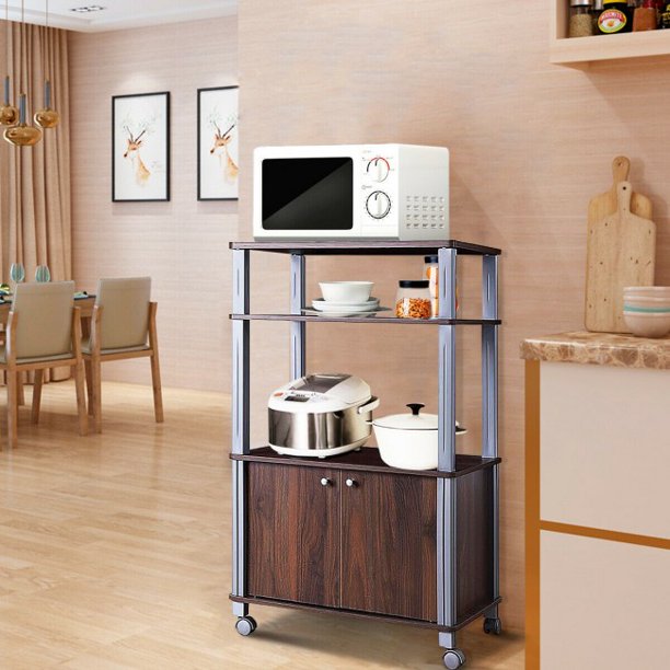 SUGIFT  Storage Cart Microwave Rack Stand Rolling Storage Cart