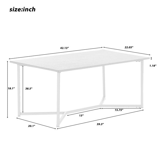 SUGIFT  Coffee Table End Table Wooden Desk Modern Rectangle Stylish X-leg Base